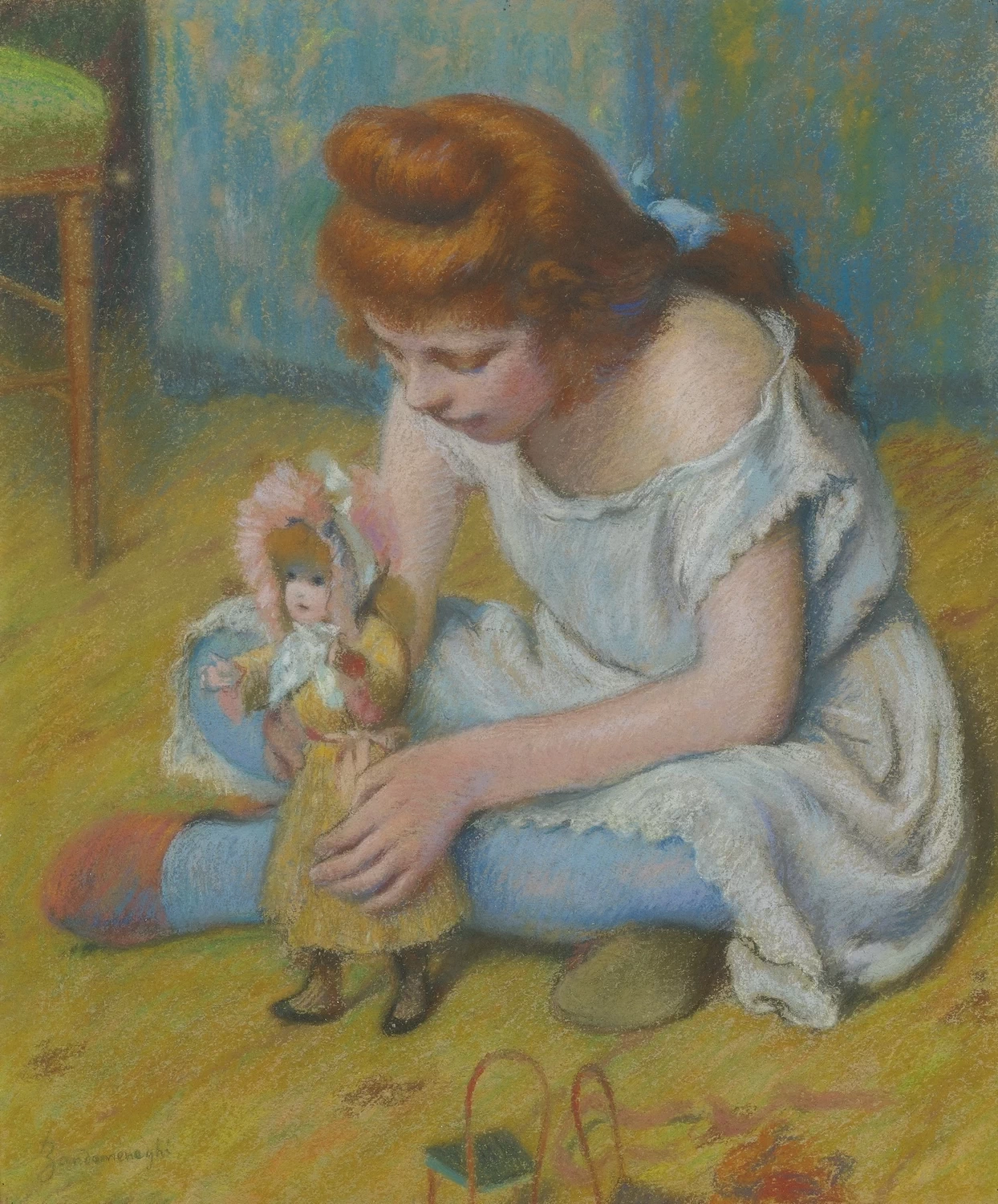 Bambina che gioca con la bambola